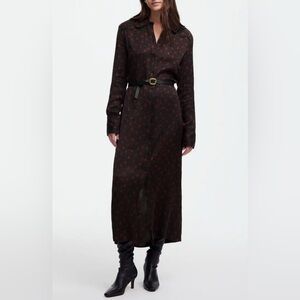 Madewell Black & Red Floral Satin Shirt Dress – Size 6